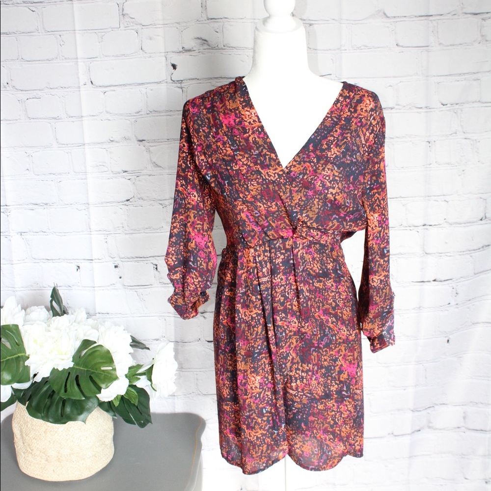 Collective Concepts Long Sleeve V Neck Faux Wrap
